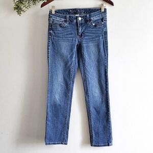 White House Black Market Slim Crop Jeans Size 00 Blue Stretch Mid Rise Denim
